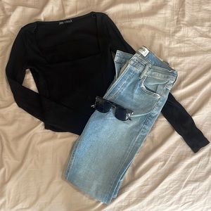 Zara Black Long Sleeve Top